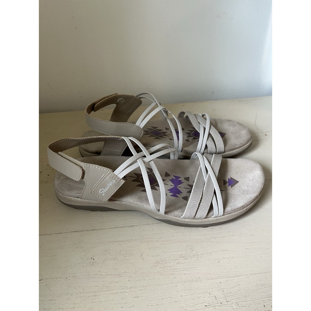 Skechers Light Gray and Purple Strappy Sandals